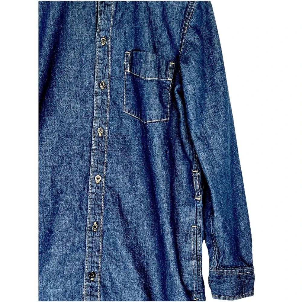 Lauren Ralph Lauren Denim Shirt Dress Blue Long Sleeve Button Front S No Belt